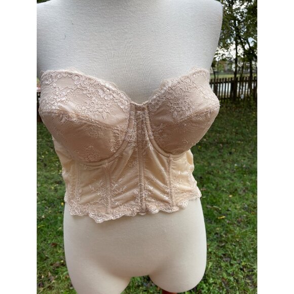 Dominique Womens Lace Strapless Bustier Bra 44C Beige - Picture 1 of 11